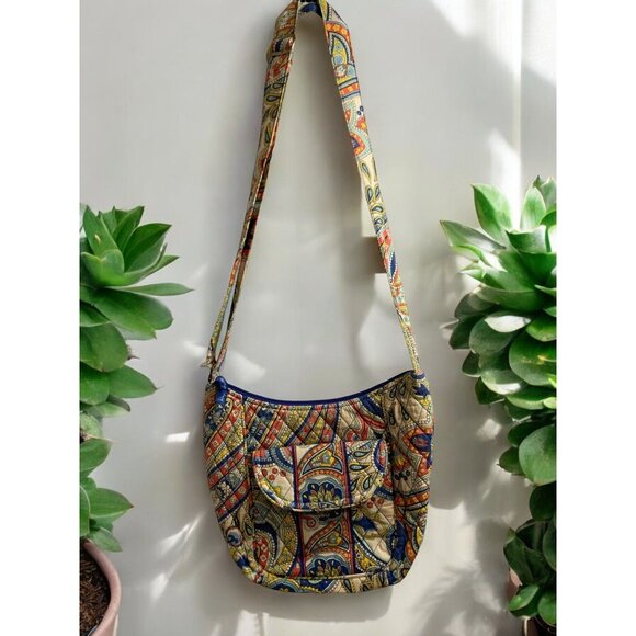Boho Quilted Crossbody Bag Paisley Patchwork Adjustable Strap Cotton Purse - Picture 1 of 10